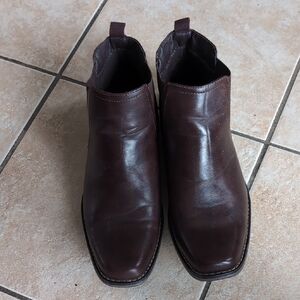 Perry Ellis Dark Brown Leather Slip-On Chukka Boots